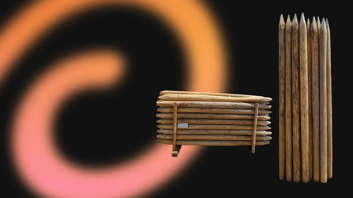 Pali in castagno e pino per recinzioni